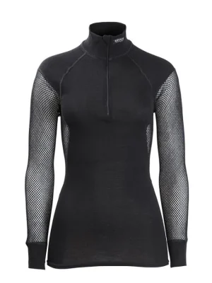 Bezpečná Platba BRYNJE Lady Wool Thermo triko s dlouhým rukávem a zipem dámské černé