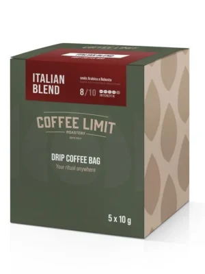 COFFEE LIMIT Filtr s mletou kávou DRIP COFFEE BAG ITALIAN BLEND Objednat Nyní