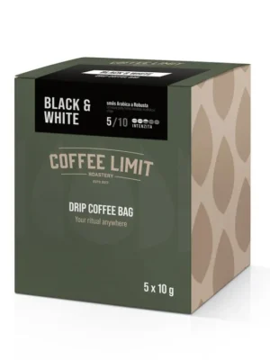 Akce COFFEE LIMIT Filtr s mletou kávou DRIP COFFEE BAG BLACK & WHITE