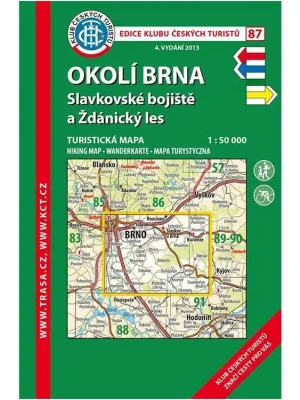 87 Okolí Brna, Slavkovsko, 5. vydání, 2019 - turistická laminovaná mapa Doprava Zdarma