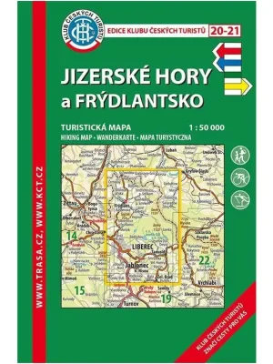 20-21 Jizerské hory, Frýdlantsko 8. vydání, 2018 - turistická laminovaná mapa Aktuální