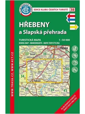 38 Hřebeny, Slapská přehrada, 9. vydání, 2018 - turistická mapa Speciální Cena