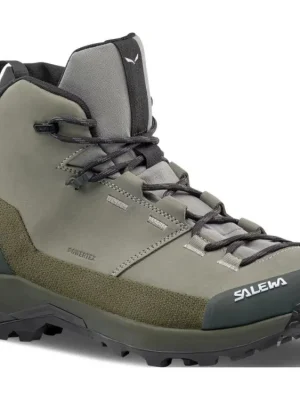SALEWA Pánské trekové boty PUEZ LEATHER MID PTX M shadow/dark olive - zelené Nízká Cena