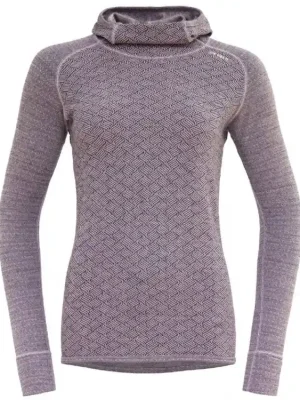 DEVOLD Dámské oboustranné merino tričko KVITEGGA MERINO 230 WOMAN HOODIE orchid Finální Výprodej
