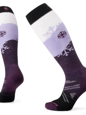 Autentický SMARTWOOL Dámské podkolenky W SKI FULL CUSHION SNOWPOCALYPSE PATTERN OVER THE CALF purple iris  - fialové