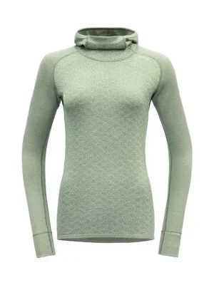 DEVOLD Dámské oboustranné merino tričko KVITEGGA MERINO WOMAN HOODIE raw white - zelená Sezónní Sleva