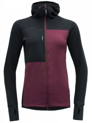 Levný DEVOLD Dámská mikina NIBBA PRO MERINO JKT HOOD ink/beetrot - modrovínová