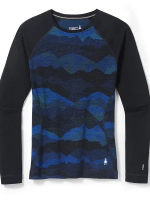Horká Nabídka SMARTWOOL Dámské triko CLASSIC THERMAL MERINO BL PATTERN CREW blueberry hill mountain scape - modré