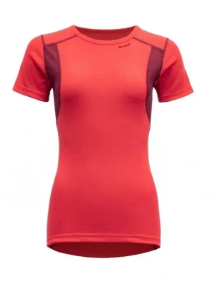 DEVOLD Dámské triko HIKING MERINO WOMAN T-SHIRT poppy/beetroot - červené Cenový Hit