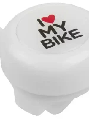 Zvonek M-Wave I love my bike - bílý Super Cena
