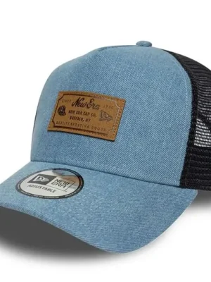 Finální Výprodej kšiltovka NEW ERA 940 Af trucker denim leather patch NVY