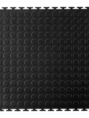 Levný PVC podlaha do garáží, skladů, hal ,tělocvičen ECO - T LOCK - COIN - 498x498x6,5 mm Černá POD02-CR