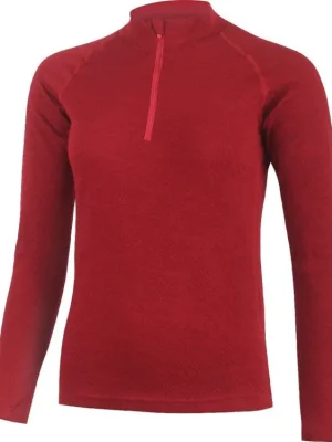 Značkový Lasting vlněné merino triko se zipem u krku HONY červené