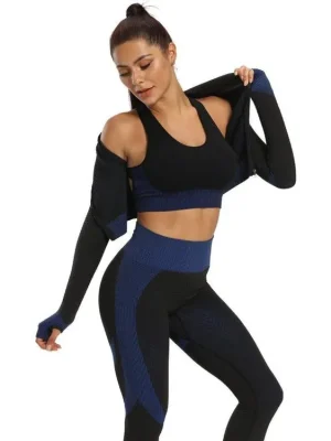 Yoga Sense fitness set dámský černá-modrá Tovární Cena